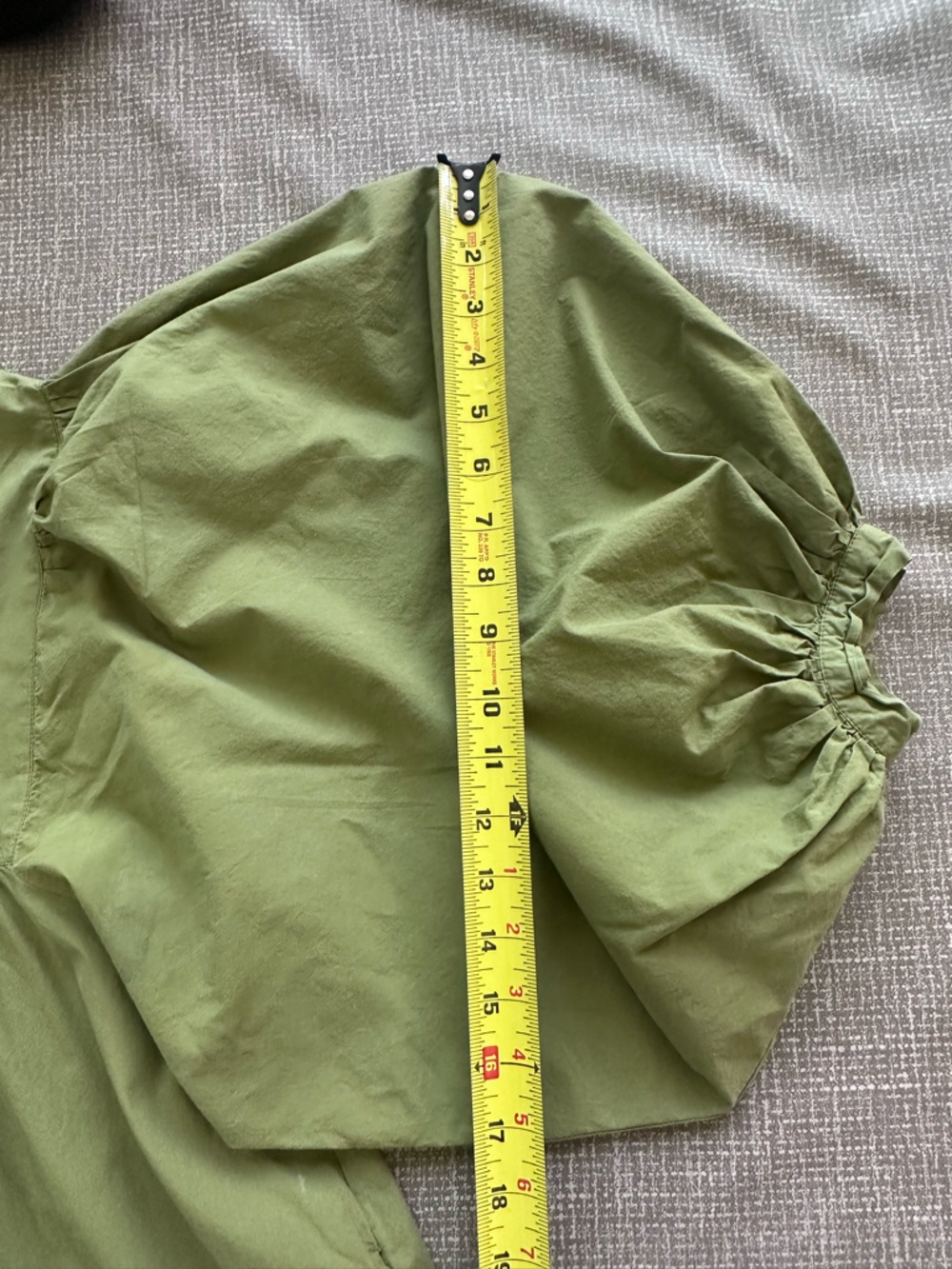 Millie Resort & Travel Olive Green Puff Sleeve Babydoll Dress Medium - Picture 9 of 14